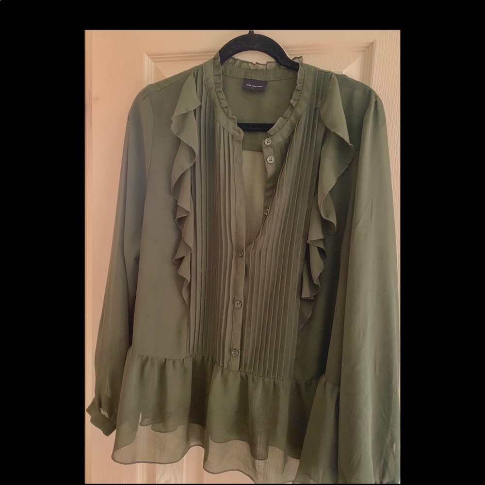 Sheer Army Green Blouse